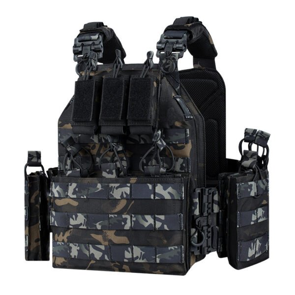 1000D polyester tactical vest MOLLE system wear-resistant and breathable one-button quick-release plate carrier - 图片 6