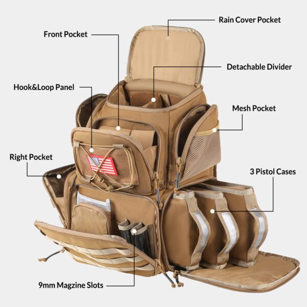 Large Capacity Assault Gun Bag Waterproof Tactical Backpack - 图片 3