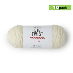 10pk Solid Ivory Medium Weight Acrylic 380yd Value Yarn by Big Twist
