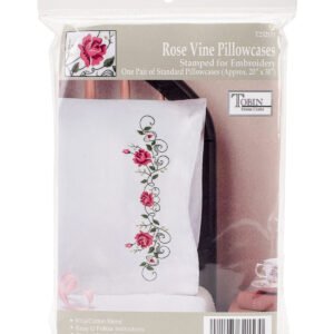 Tobin 20''x30'' Stamped for Embroidery Pillowcase Pair Rose Vine