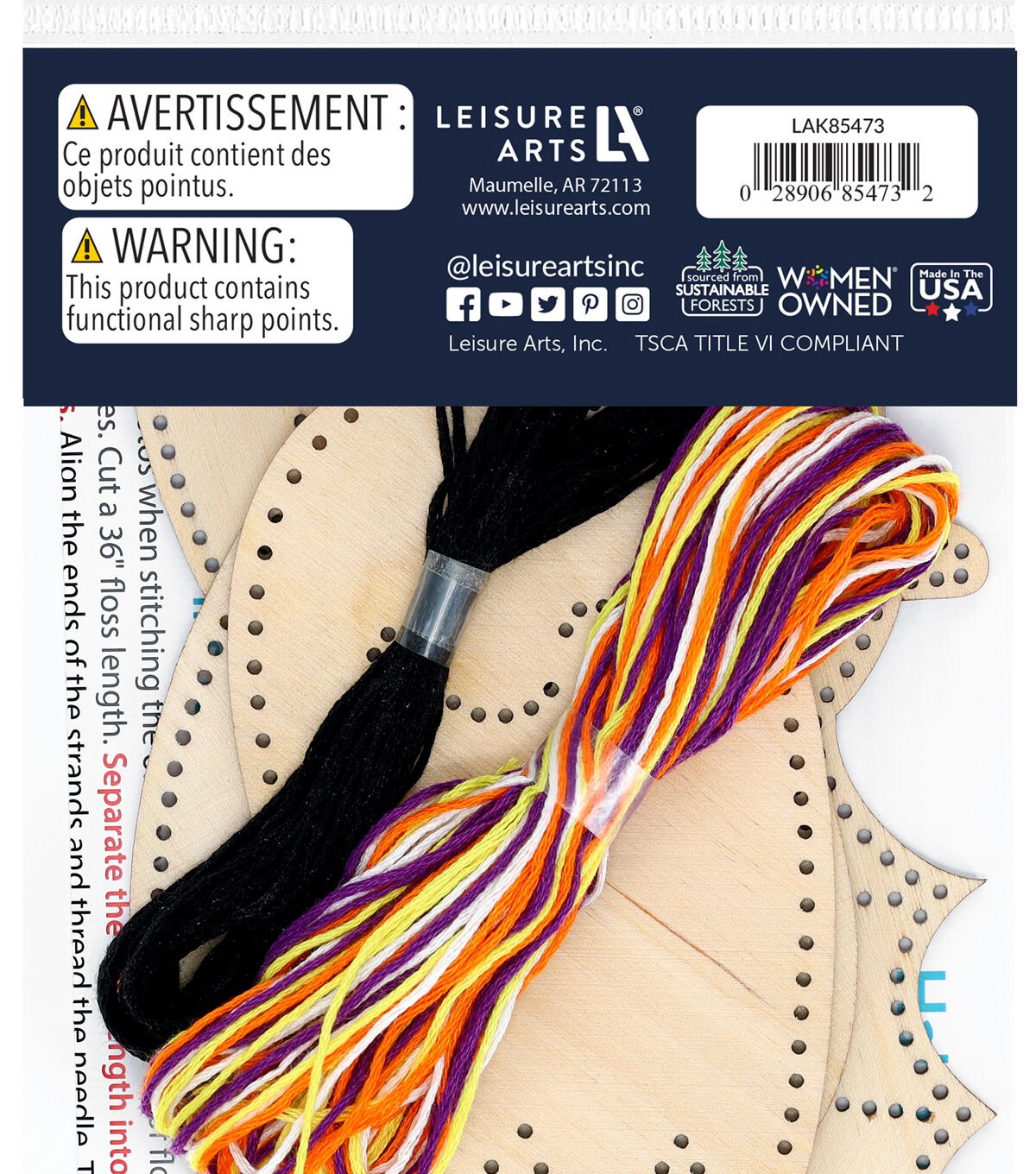 Leisure Arts 4 Halloween Wood Stitching Ornament Kit 3pc - Image 2