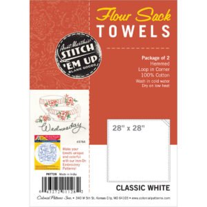 Stitch 'Em Up 28 x 28 Flour Sack Towel Embroidery Fabric 2pk