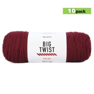 10pk Solid Wine Medium Weight Acrylic 380yd Value Yarn by Big Twist