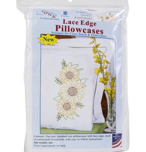 Jack Dempsey 2pk Sunflowers Stamped Lace Edge Pillowcases