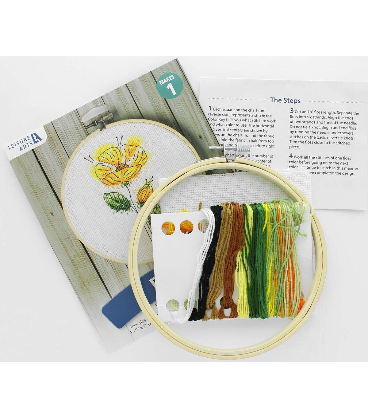 Leisure Arts 6 Yellow Poppy Embroidery Kit - Image 3