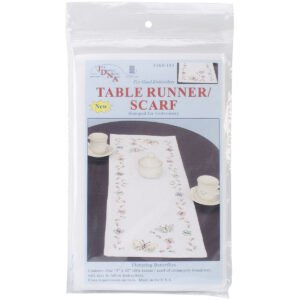 Jack Dempsey 15 x 42 Fluttering Butterflies Stamped Table Runner