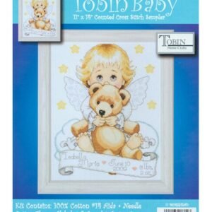 Tobin 11x14 Angel Baby Birth Record Counted Cross Stitch Kit