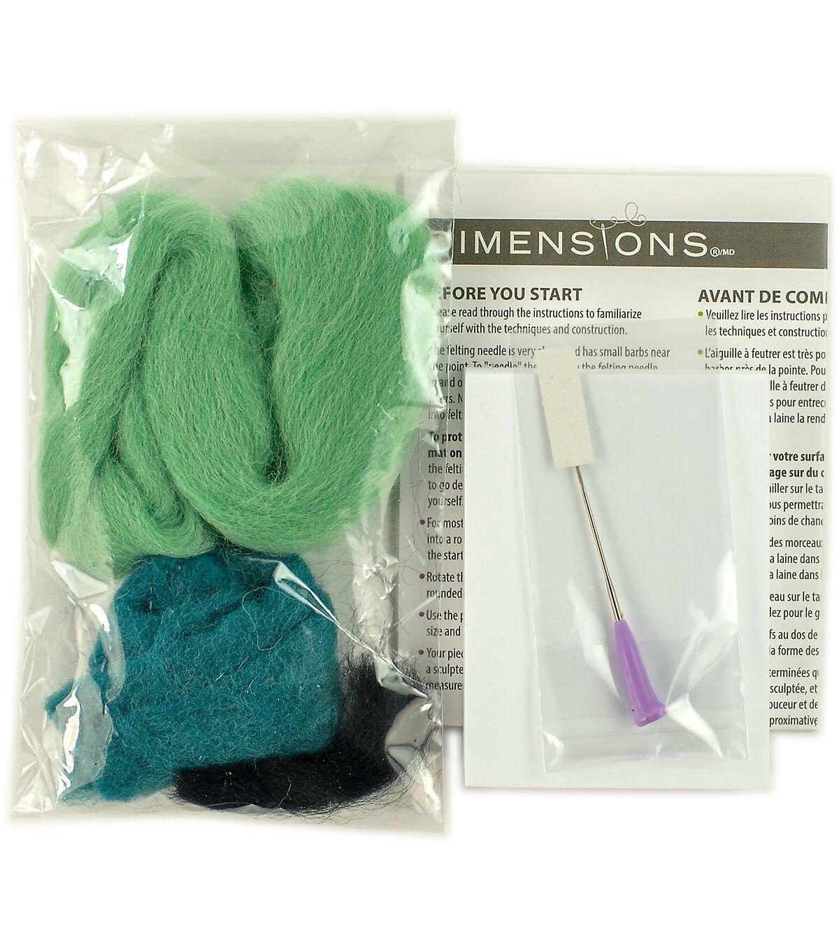 Dimensions 4.5 Sea Turtle Wool Roving Needle Felting Kit - Image 3