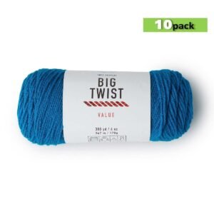 10pk Solid Sapphire Medium Weight Acrylic 380yd Value Yarn by Big Twist
