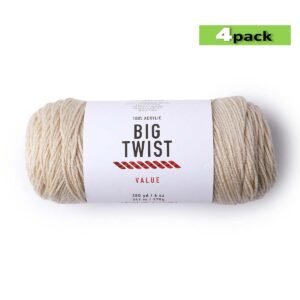 4pk Solid Cream Medium Weight Acrylic 380yd Value Yarn by Big Twist