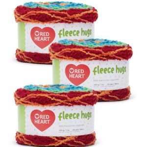 Red Heart Fleece Hugs 415yds Worsted Polyester Yarn 3 Bundle