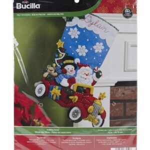 Bucilla 18 Holiday Drive Stocking Needle Felting Applique Kit