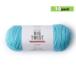 10pk Solid Aqua Medium Weight Acrylic 380yd Value Yarn by Big Twist