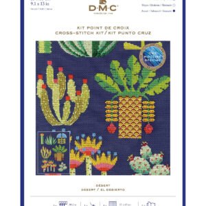 DMC 9 x 13 Emily Peacock Botanical Desert Cross Stitch Kit