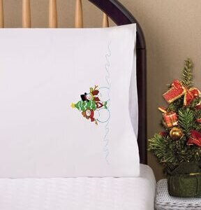 Design Works 30 x 20 Snow Couple Pillowcase Embroidery Kit 2pk