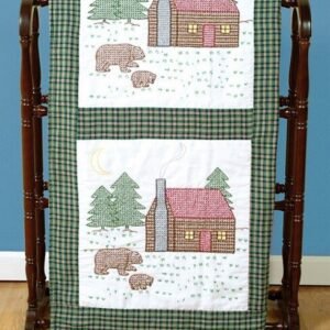 Jack Dempsey Needle Art 18 Cabin & Bears Stamped Quilt Blocks 6pk