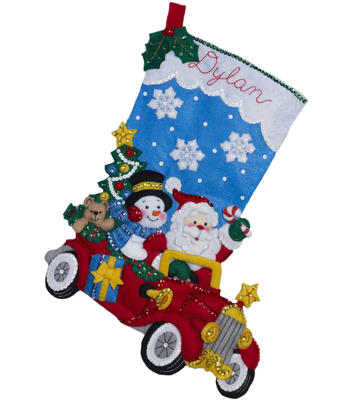 Bucilla 18 Holiday Drive Stocking Needle Felting Applique Kit - Image 3