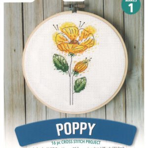 Leisure Arts 6 Yellow Poppy Embroidery Kit