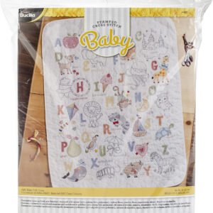 Bucilla 34 x 43 ABC Baby Crib Cover Stamped Cross Stitch Kit