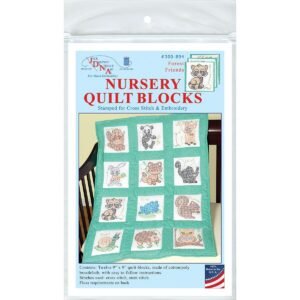 Jack Dempsey 9 Forest Friends Stamped Nursery Quilt Blocks 12ct