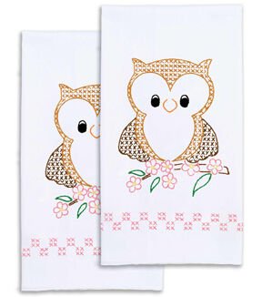 Jack Dempsey 17 x 28 Owl on Branch Stamped Decorative Hand Towels 2pk - Image 3