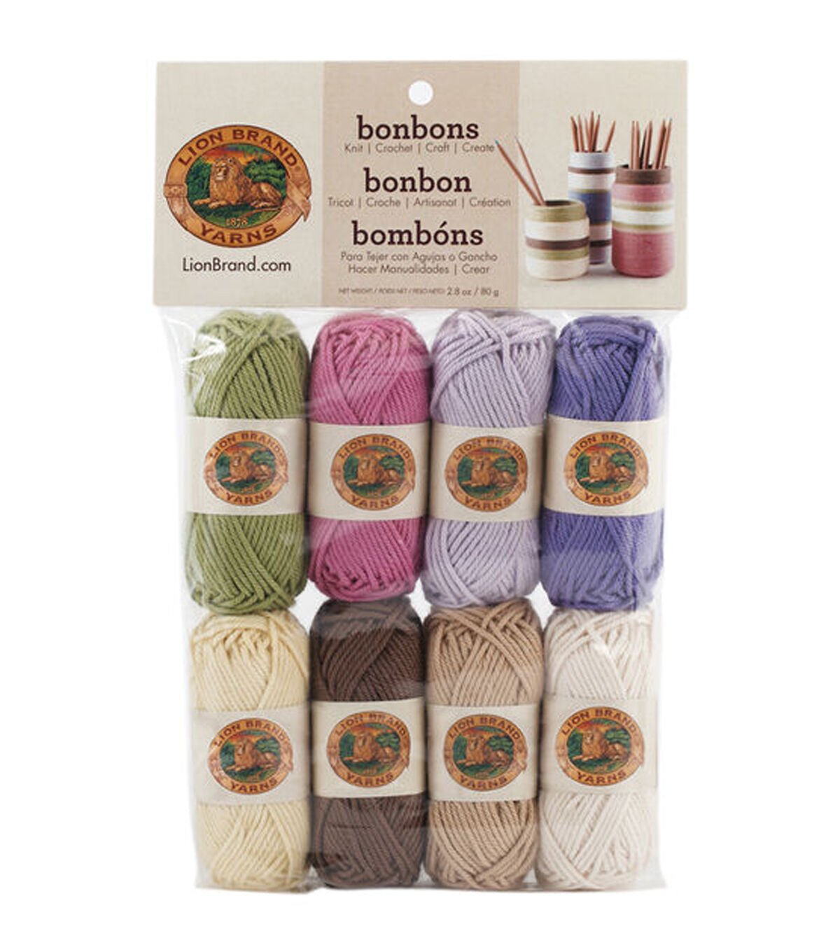 Lion Brand Bonbons Yarn 8 Pkg Nature