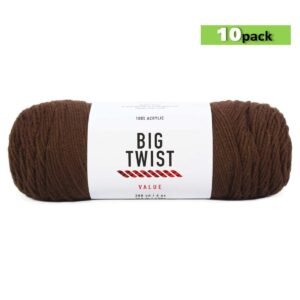 10pk Solid Chocolate Medium Weight Acrylic 380yd Value Yarn by Big Twist