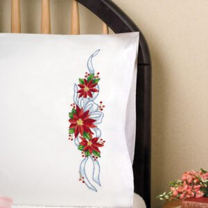Design Works 20 x 30 Poinsettia Embroidery Pillowcase Set