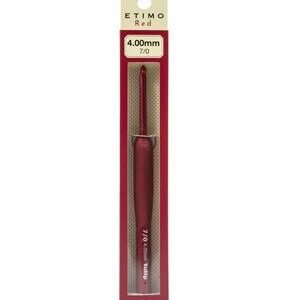 Tulip Etimo Red Crochet Hook W/ Cushion Grip-Size 7/4.00mm