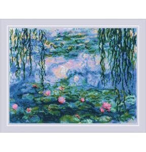 RIOLIS 16 x 12 Water Lilies by C. Monet Counted Cross Stitch Kit
