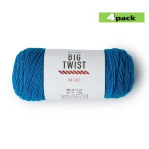 4pk Solid Sapphire Medium Weight Acrylic 380yd Value Yarn by Big Twist