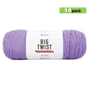 10pk Solid Lilac Medium Weight Acrylic 380yd Value Yarn by Big Twist