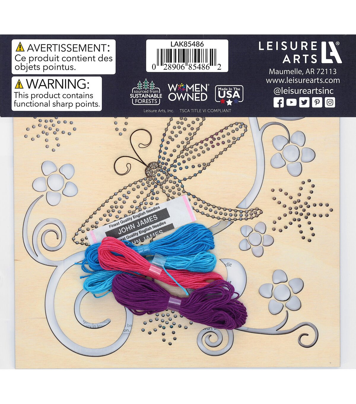 Leisure Arts 10 Dragon Fly Panel Wood Stitching Kit - Image 2