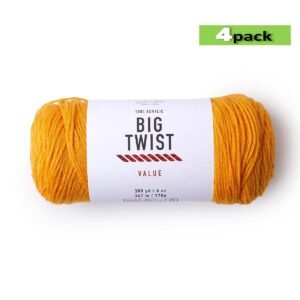 4pk Solid Gold Medium Weight Acrylic 380yd Value Yarn by Big Twist