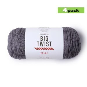 4pk Solid Titanium Medium Weight Acrylic 380yd Value Yarn by Big Twist