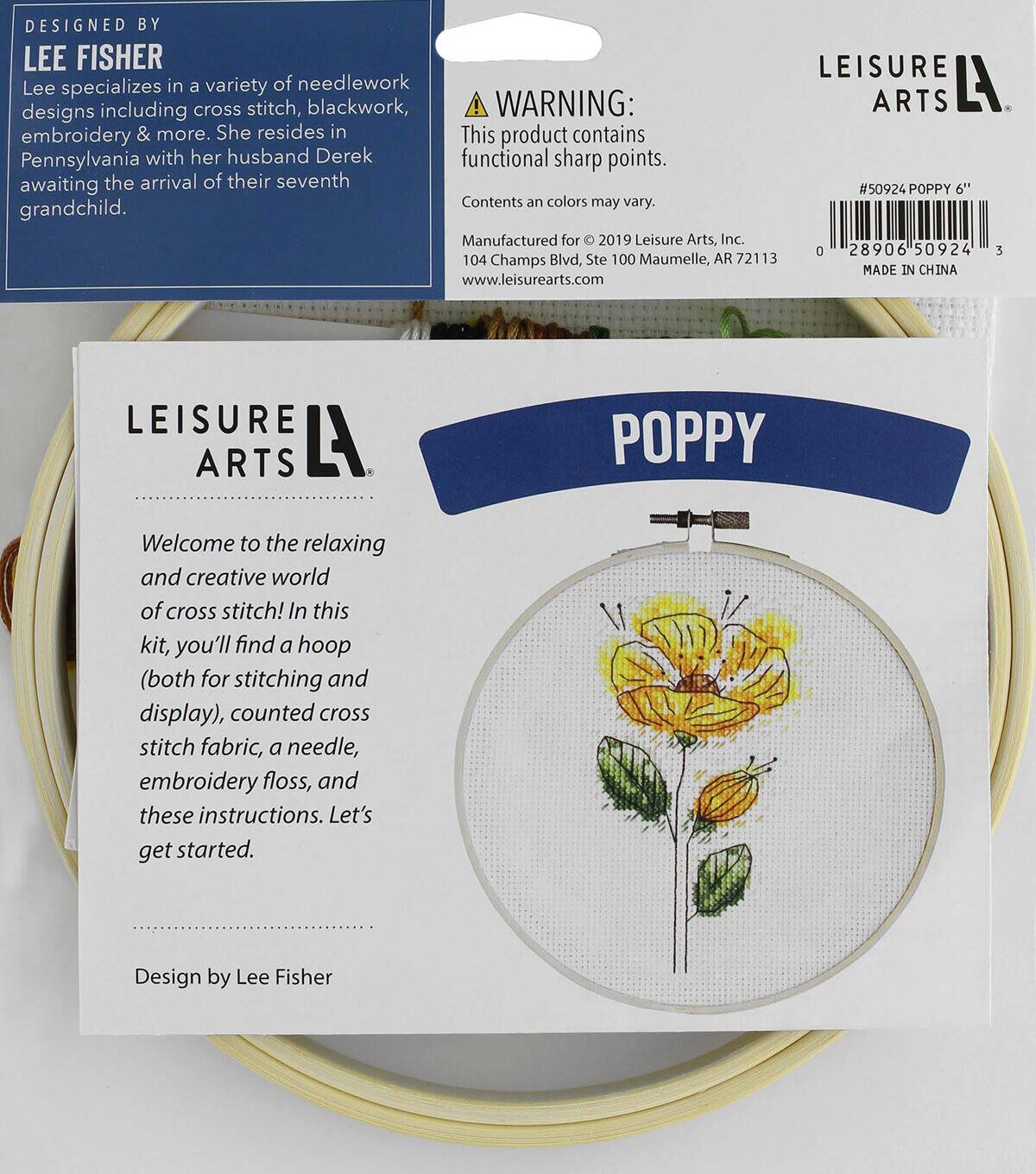 Leisure Arts 6 Yellow Poppy Embroidery Kit - Image 2