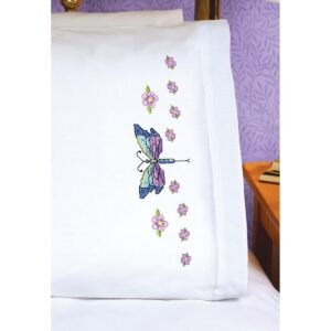 Janlynn 30 x 20 Dragonfly Stamped Cross Stitch Pillowcases 2pk