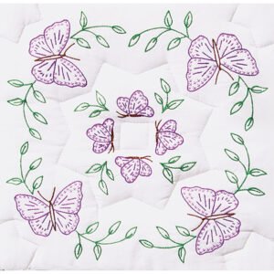 Jack Dempsey 18 Circle of Butterflies Stamped Quilt Blocks 6pk