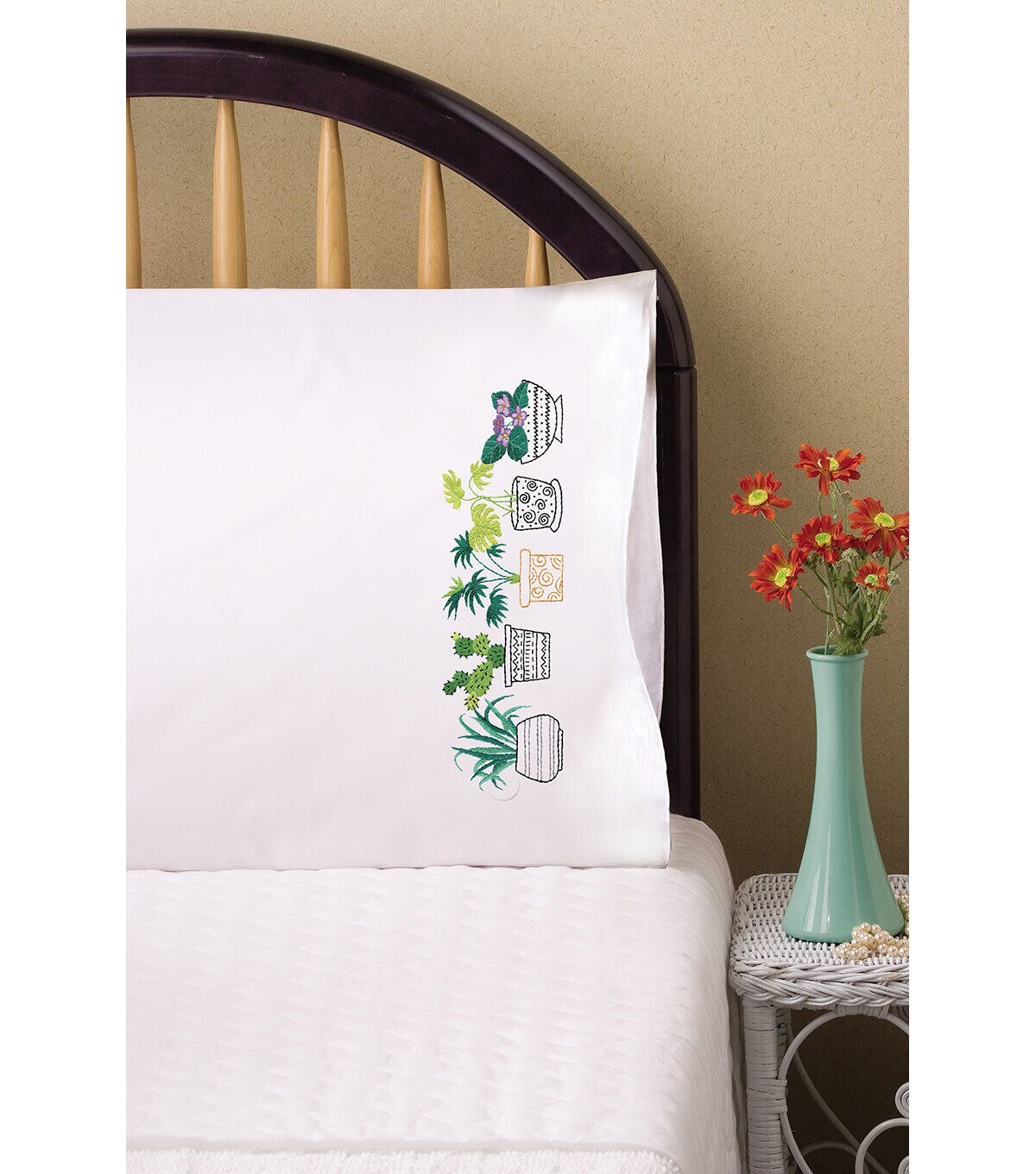 Tobin 30 x 20 House Plants Embroidery Pillowcases 2pk - Image 3