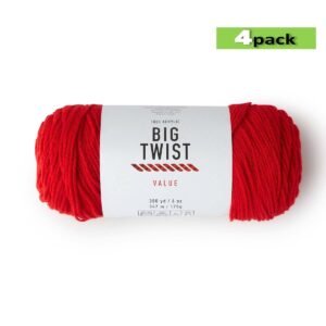 4pk Solid Red Medium Weight Acrylic 380yd Value Yarn by Big Twist