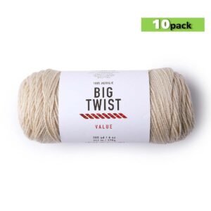 10pk Solid Cream Medium Weight Acrylic 380yd Value Yarn by Big Twist
