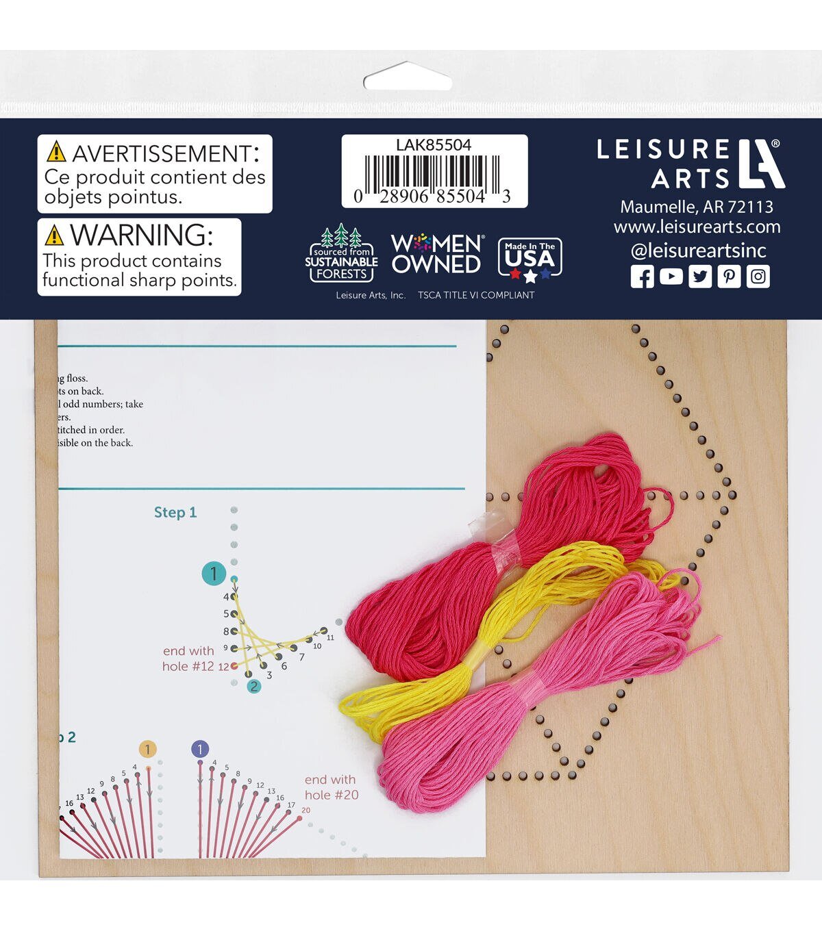 Liesure Arts 10 Hexagon Flower Panel Wood Stitching String Art Kit - Image 2