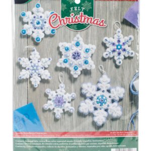 Bucilla 6ct Sparkle Snowflake Ornaments Needle Feltiing Applique Kit