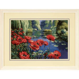 Dimensions 16x 11 Lakeside Poppies Needlepoint Kit