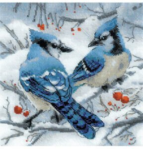 RIOLIS 8 Blue Jays Counted Cross Stitch Kit