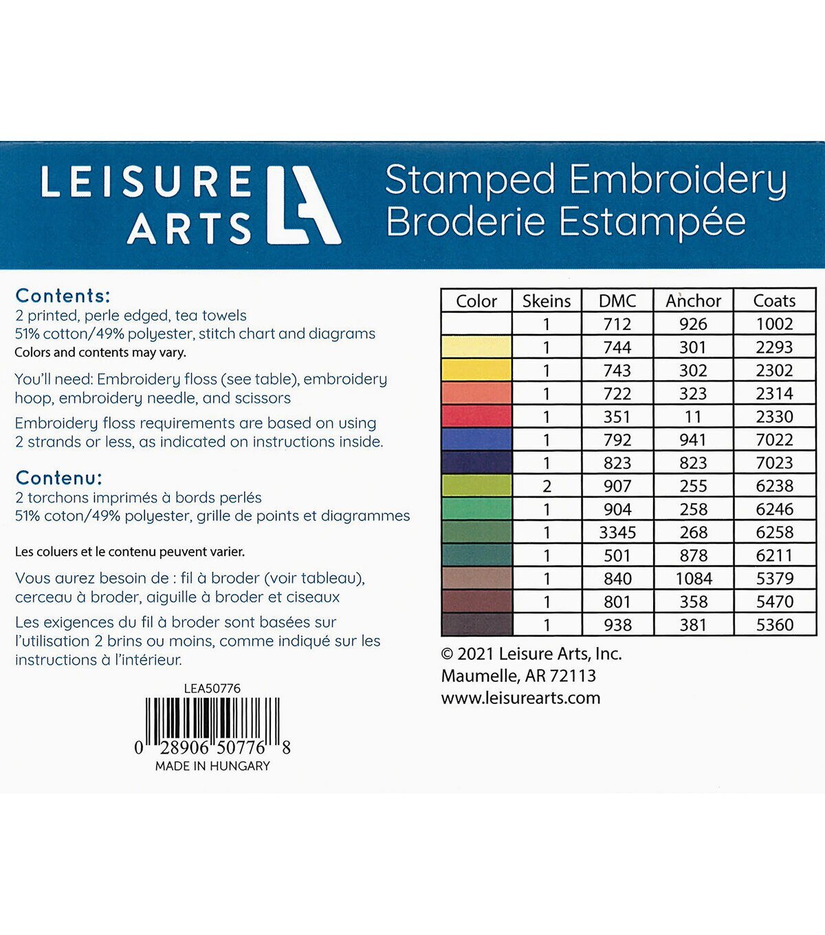 Leisure Arts 17 x 28 Herb Tea Towel Stamped Cross Stitch Kit - Image 4