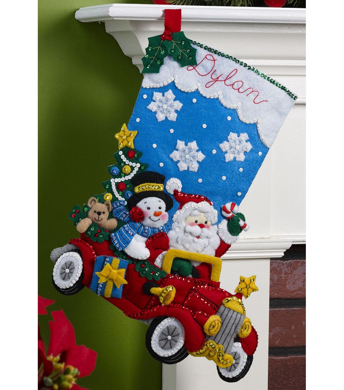 Bucilla 18 Holiday Drive Stocking Needle Felting Applique Kit - Image 2