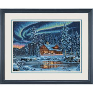 Dimensions 16 x 12 Aurora Cabin Counted Cross Stitch Kit