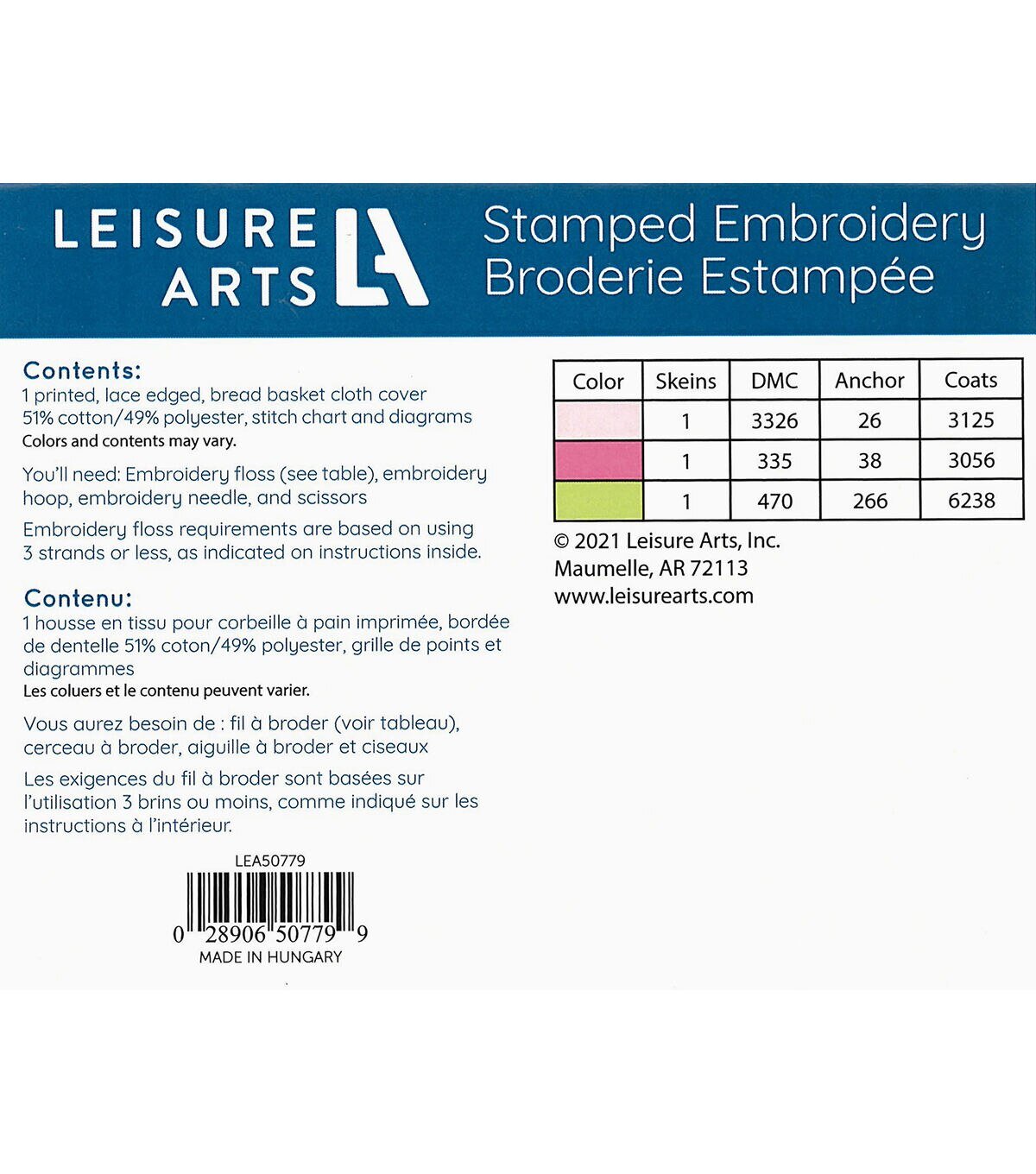 Leisure Arts 16 x 16 Pink Floral Basket Liner Stamped Cross Stitch Kit - Image 4