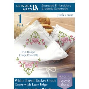 Leisure Arts 16 x 16 Pink Floral Basket Liner Stamped Cross Stitch Kit